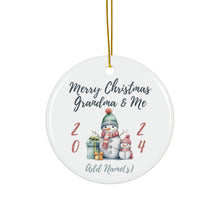 Load image into Gallery viewer, Personalize Ceramic Ornament Grandmother & Me Snowman 3" x 3" Grandms and Grands