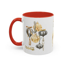 Load image into Gallery viewer, Coffee Mug - Happy Holidays Gold & Black Ornament Reindeer