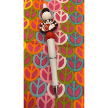 Load image into Gallery viewer, White and red bowling pin Custom Handmade Beaded Pen