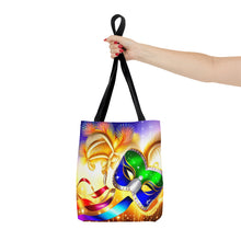Load image into Gallery viewer, Mardi Gras Ribbon Mask #3 Tote Bag AI Artwork 100% Polyester