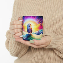 Load image into Gallery viewer, Beautiful Owl Standing in a Sea of Colors #3 Mug 11oz mug AI-Generated Artwork