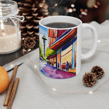 Load image into Gallery viewer, At the Cafe Space Needle Seattle Washington  #18 Mug 11oz mug AI-Generated Artwork