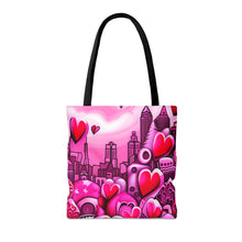 Load image into Gallery viewer, City of Love the Pink Heart Series #17 Tote Bag AI Artwork 100% Polyester