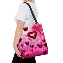 Load image into Gallery viewer, Sky Full of Love the Pink Heart Series #1 Tote Bag AI Artwork 100% Polyester