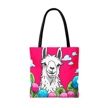 Load image into Gallery viewer, Llama Pink Skies #2 Tote Bag AI Artwork 100% Polyester