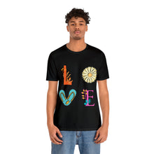 Load image into Gallery viewer, Summer Beach Love Floral Letters Sandals Unisex Jersey Short Sleeve Combed Cotton T-Shirt