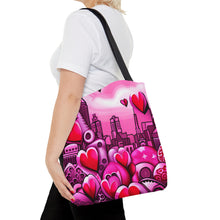 Load image into Gallery viewer, City of Love the Pink Heart Series #17 Tote Bag AI Artwork 100% Polyester