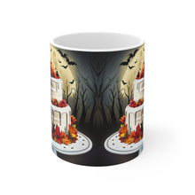 Load image into Gallery viewer, Happy Spooky Halloween Cake Celebration #17 Ceramic 11oz mug AI-Generated Artwork