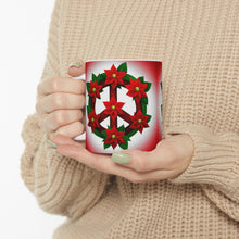 Load image into Gallery viewer, Peace & Poinsettias #2 Holiday Mug 11oz mug AI-Generated Artwork
