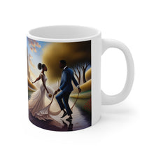 Load image into Gallery viewer, Traditional African American Culture White Dress Bride and Groom Jumping the Broom Ceremony Ceramic Mug 11oz AI Generated Image