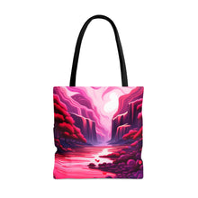 Load image into Gallery viewer, Mountain Love the Pink Heart Series #2 Tote Bag AI Artwork 100% Polyester