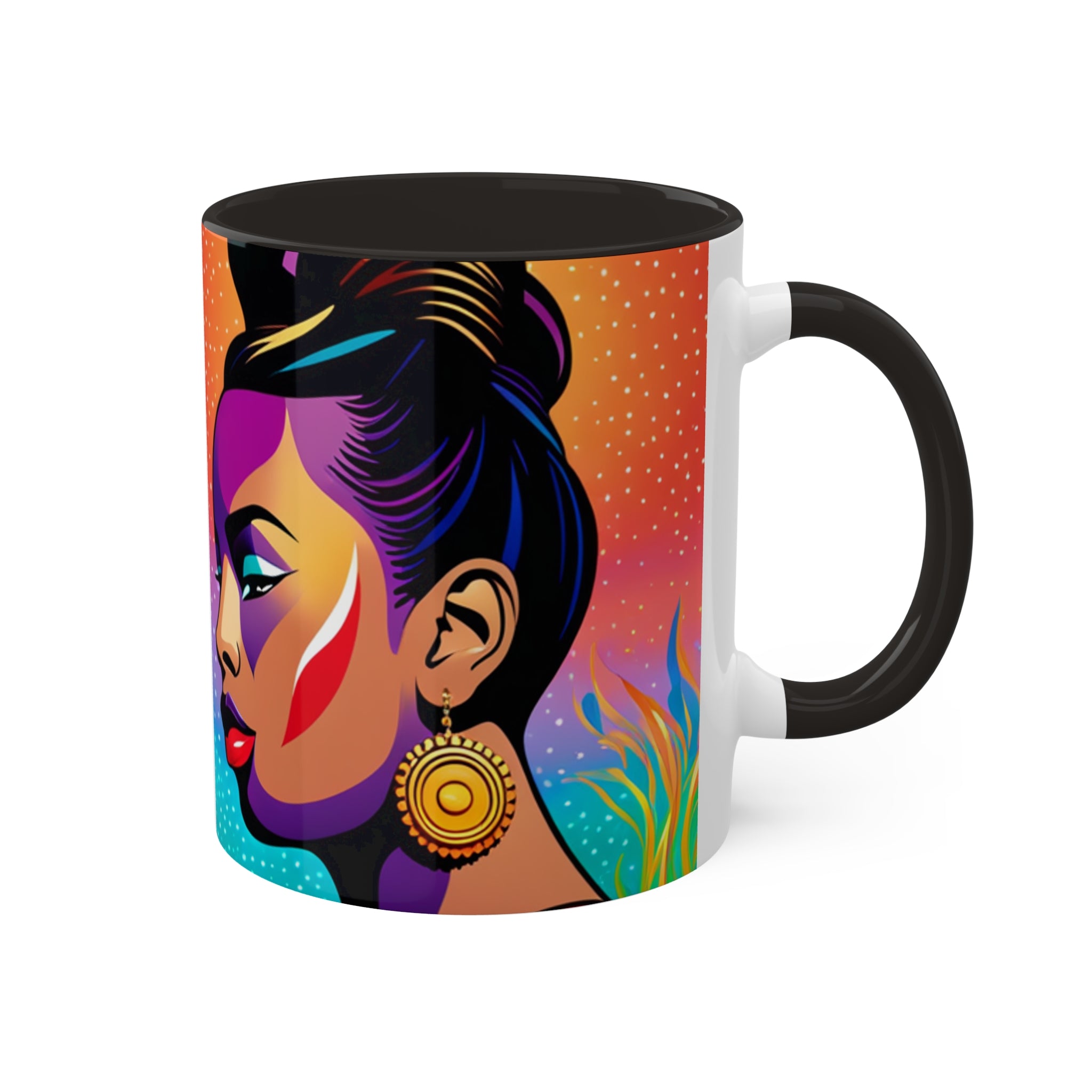 Colors of Africa Pop Art Colorful #9 AI 11oz Black Accent Coffee Mug   Groovy61crafts
