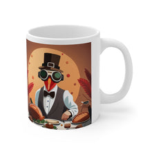 Load image into Gallery viewer, Thanksgiving Moonlight Turkey All Dressed up and Nowhere to Go Ceramic Mug 11oz Design #7 Mirrored Images