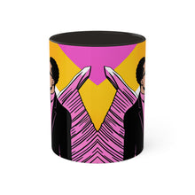 Load image into Gallery viewer, Colors of Africa Pop Art Colorful #1 AI 11oz Black Accent Coffee Mug
