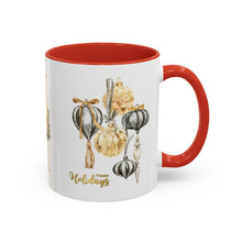 Load image into Gallery viewer, Coffee Mug - Happy Holidays Gold & Black Ornament Reindeer