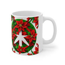 Load image into Gallery viewer, Peace &amp; Poinsettias #3 Holiday Mug 11oz mug AI-Generated Artwork

