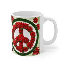Load image into Gallery viewer, Peace & Poinsettias Holiday Mug 11oz mug AI-Generated Artwork