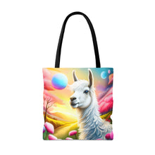 Load image into Gallery viewer, Llama Wondering Sun #5 Tote Bag AI Artwork 100% Polyester