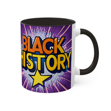 Load image into Gallery viewer, Colors of Africa Pop Art Black History Colorful AI 11oz Black Accent Coffee Mug
