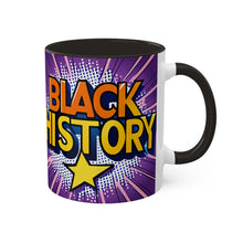 Load image into Gallery viewer, Colors of Africa Pop Art Black History Colorful AI 11oz Black Accent Coffee Mug