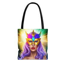 Load image into Gallery viewer, Mardi Gras Ribbon Mask #5 Tote Bag AI Artwork 100% Polyester