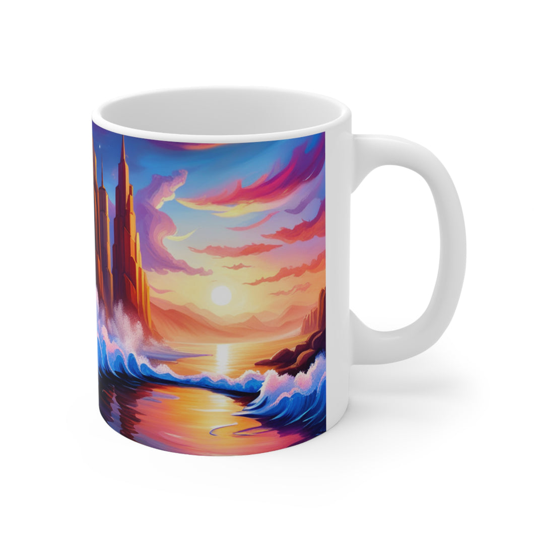 Pastel Sea-life Sunset #9 Ceramic Mug 11oz mug AI-Generated Artwork