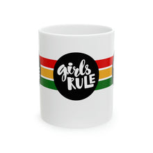 Load image into Gallery viewer, Girls Rule 11oz White Ceramic Beverage Mug Decorative Art