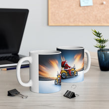 Load image into Gallery viewer, Rudolph on Holiday Cycling Santa Ceramic Mug 11oz Design #4