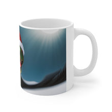 Load image into Gallery viewer, Dinosaur Raptor Rocks Christmas Santa Red Hat Ceramic Mug 11oz Design #6 Wrap-a-round