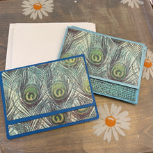Load image into Gallery viewer, Peacock Blues Unique Handmade Greeting Cards Notecards Blank inside with Envelope