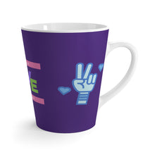 Load image into Gallery viewer, Pastel Because Love Matters, Splash Peace Sign, Peace Finger Purple 12oz Latte Mug