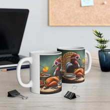 Load image into Gallery viewer, Thanksgiving Take Flight Turkey All Dressed up and Nowhere to Go Ceramic Mug 11oz Design #5 Mirror Images