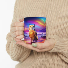Load image into Gallery viewer, Beautiful Owl Standing in a Sea of Colors #2 Mug 11oz mug AI-Generated Artwork