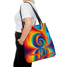 Load image into Gallery viewer, Ponds Tye Dye Swirls and Ripples Tote Bag AI Artwork 100% Polyester #8