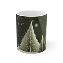 Load image into Gallery viewer, Winter Scene Green with White Trees Ceramic Mug 11oz AI Generated