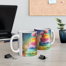 Load image into Gallery viewer, Happy Birthday Rainbow Cake Celebration #31 Ceramic 11oz Mug AI-Generated Artwork