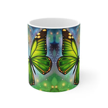 Load image into Gallery viewer, August Peridot Birth Month Colors Fairies & Butterflies #2 Mug 11oz mug AI-Generated Artwork