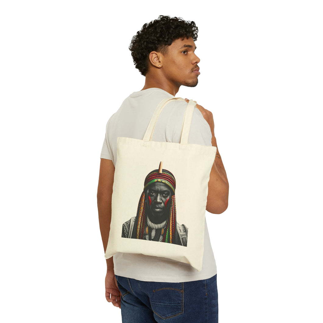 Colors of Africa Warrior King #2 100% Cotton Canvas Tote Bag 15
