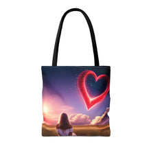 Load image into Gallery viewer, Kisses from Heaven Red Heart in Sky Tote Bag AI 100% Polyester #6
