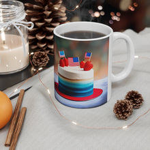 Load image into Gallery viewer, Happy 4th of July Cake Celebration #13 Ceramic 11oz mug AI-Generated Artwork
