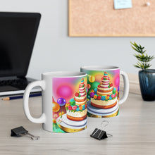 Load image into Gallery viewer, Happy Birthday Rainbow Cake Celebration #30 Ceramic 11oz Mug AI-Generated Artwork