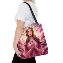 Load image into Gallery viewer, Angel with Wings Love the Pink Heart Series Tote Bag AI Artwork 100% Polyester #15