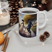 Load image into Gallery viewer, Traditional African American Culture White Dress Bride and Groom Jumping the Broom Ceremony Ceramic Mug 11oz AI Generated Image