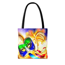 Load image into Gallery viewer, Mardi Gras Ribbon Mask #3 Tote Bag AI Artwork 100% Polyester