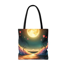 Load image into Gallery viewer, Full Moon Light Hearts Red Skies Series #5 Tote Bag AI Artwork 100% Polyester