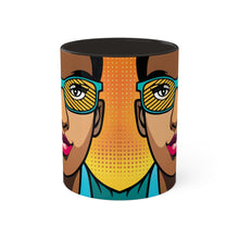 Load image into Gallery viewer, Colors of Africa Pop Art Black History Colorful #18 AI 11oz Black Accent Coffee Mug
