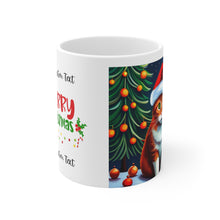 Load image into Gallery viewer, Personalized Fancy Tabby Kitty Christmas Vibes Ceramic Mug 11oz Design #2 Custom