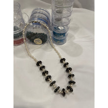 Load image into Gallery viewer, Bone Disc with Austrian Pearls - Handcrafted Crystal Beaded 20" Necklace