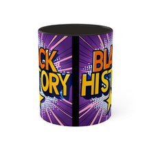 Load image into Gallery viewer, Colors of Africa Pop Art Black History Colorful AI 11oz Black Accent Coffee Mug