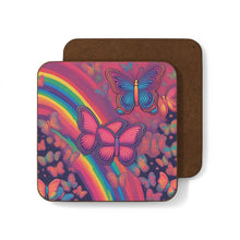 Load image into Gallery viewer, Retro Psychedelic Butterflies #49 Hardboard Back AI-Enhanced Beverage Coasters